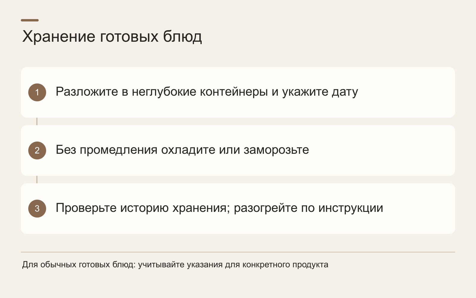 Хранение готовых блюд
