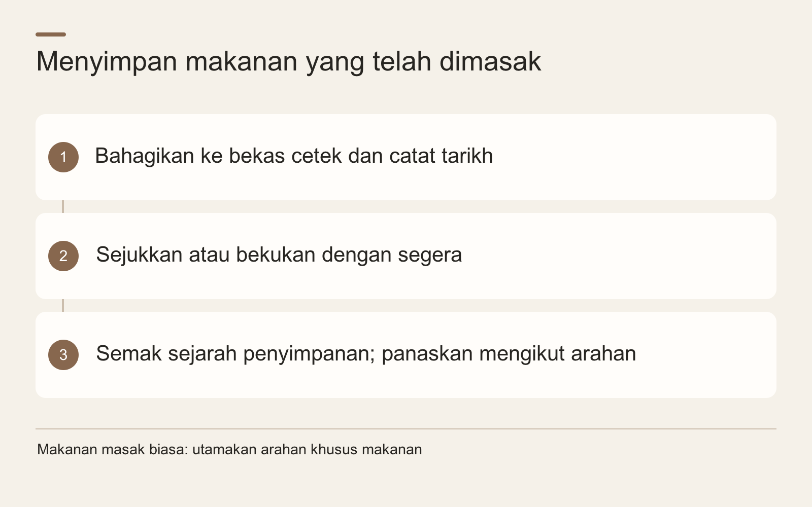 Menyimpan makanan yang telah dimasak