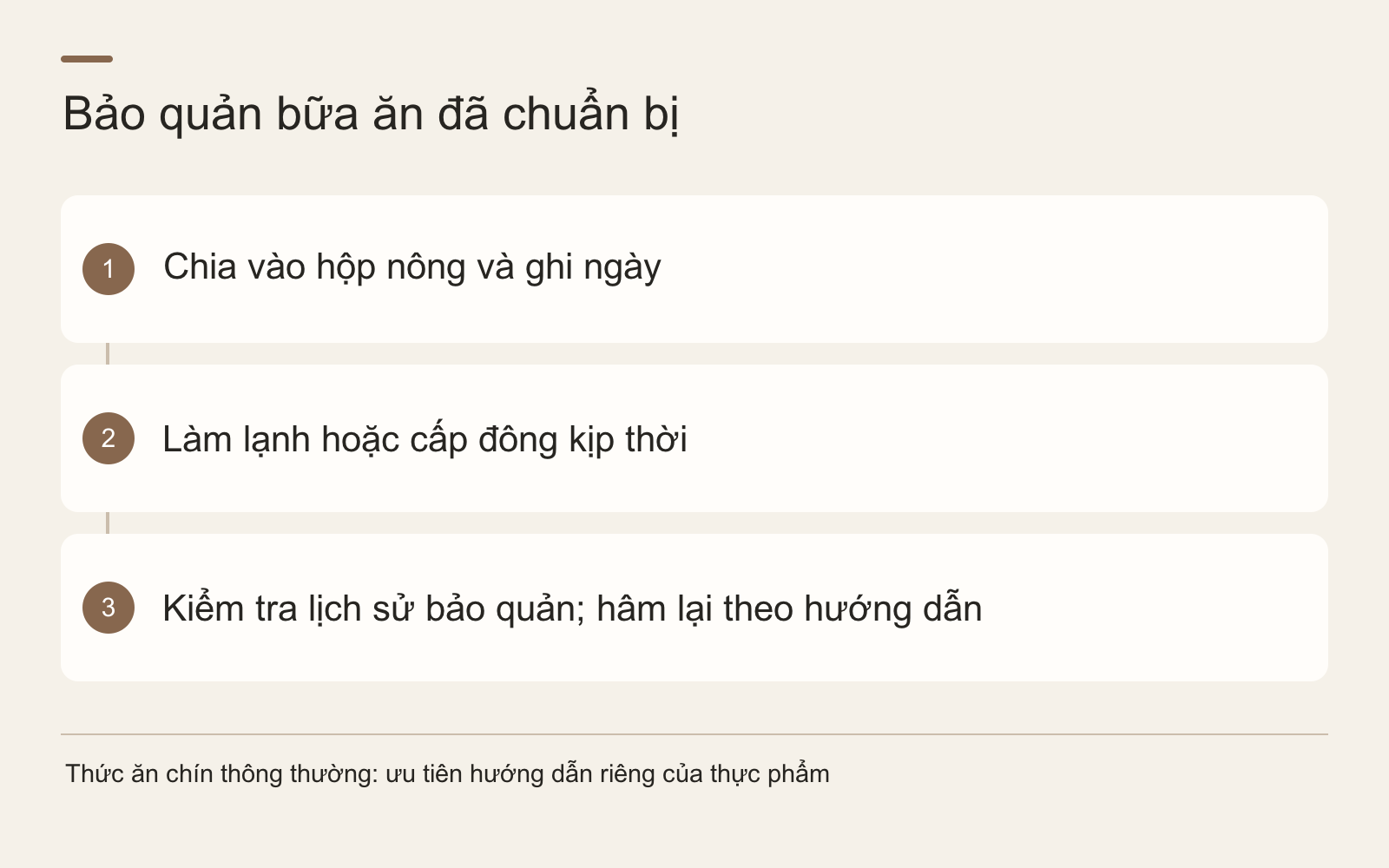 Bảo quản bữa ăn đã chuẩn bị