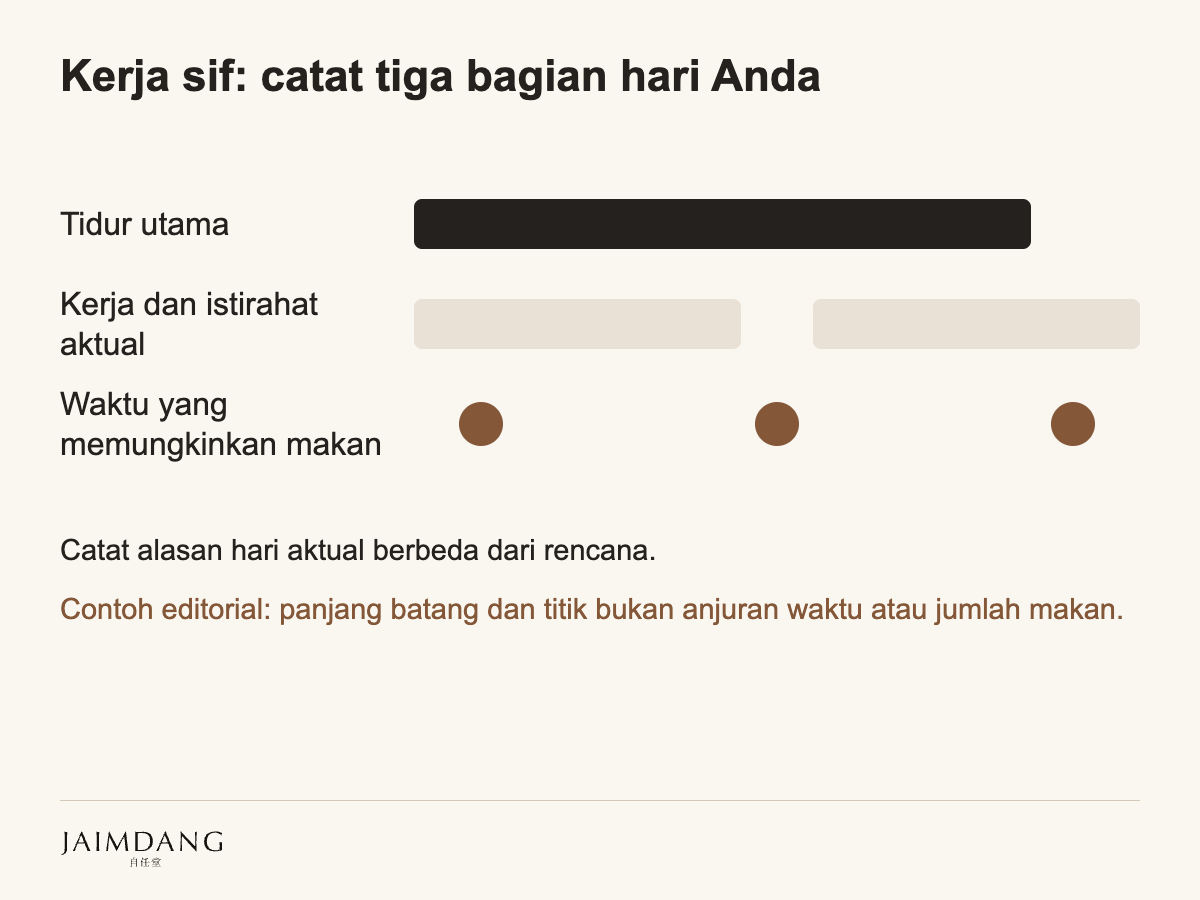 Kerja sif: catat tiga bagian hari Anda
